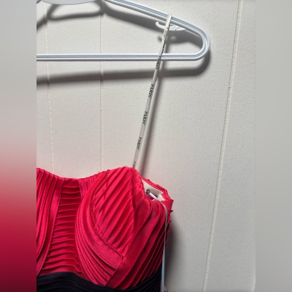 Prom-Bridesmaid-Formal Gown Size 14 Paris Mon Cheri brand Pink Floral Strapless - Picture 7 of 10